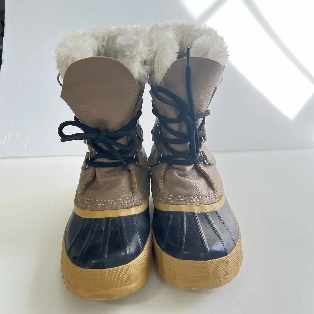 Sorel Manitou Women Size 6 Vintage Wool Lined Winter Snow Boots Lace Up Canada